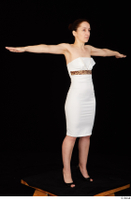  Rania black high heels dressed formal standing t poses white dress whole body 0008.jpg